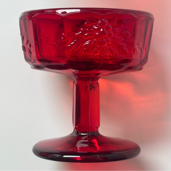 Panel Grape Ruby Champagne/Tall Sherbet Glass Set of 2 - L G WRIGHT GLASS - Picture 7 of 10